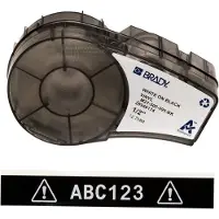 Brady B-595 - Vinyl - matt - permanent självhäftande - vitt på svart - Rulle (1,27 cm x 6,4 m) 1 rulle (rullar) film - för BMP21, BMP21-LAB, BMP21-PLUS ID PAL LABPAL