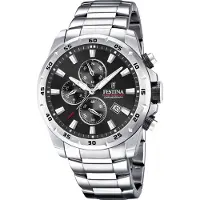 Festina Sport Kronograf Rostfritt Stål Svart Urtavla Kvarts F20463-4 100M Herrklocka svart