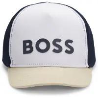 BOSS Kids' cap with colour-blocking and logo print