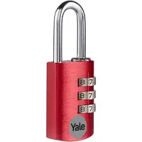 Yale Smart Living Yale YE3CB/20/121/1/CO, Konventionellt hänglås, Kombinationslås, Röd, Gjuten aluminium, Stål, U-format