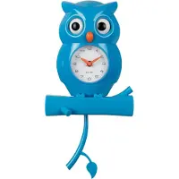 Karlsson väggklocka Owl Pendulum bright blue KA5965BB