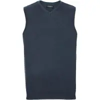 Russell Collection Mens V-Neck Sleevless Knitted Pullover Top / Jumper för män (Franska flottan)