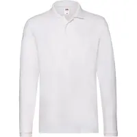 Fruit Of The Loom Polo shirt med lång ärm för män Premium (Vit)