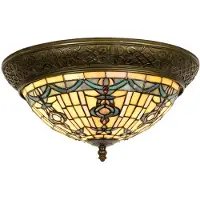 Clayre & Eef Tiffany taklampa KIMBERLY, dimbar, Creme / bärnsten, Vardagsrum / matsal, Glas, Tiffany, Taklampa