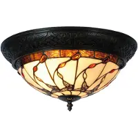 Clayre & Eef Tiffany taklampa FLORENT, dimbar, Multifärgad, Vardagsrum / matsal, Glas, Tiffany, Taklampa