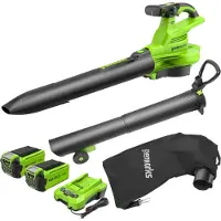 Greenworks Batteridriven lövblås/sug GD40BVIIK2X; 40 V; 2x2,0 Ah batt.