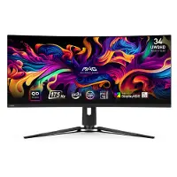 MSI MAG 341CQP QD-OLED - OLED-monitor - spel - böjd - 34.2 (34.18 visbar) - 3440 x 1440 UWQHD @ 175 Hz - 1000 cd/m² - 1500000:1 - 0.03 ms - 2xHDMI, DisplayPort, USB-C - hörlur - svart