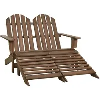 vidaXL Adirondackstol med fotpall 2-sits brun granträ