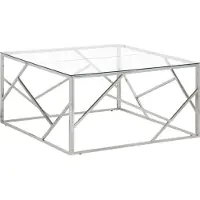 vidaXL Soffbord silver rostfritt stål och härdat glas