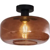 QAZQA Retro taklampa svart med bronsglas - Bizle