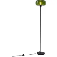 QAZQA Retro golvlampa svart med grönt glas - Bizle