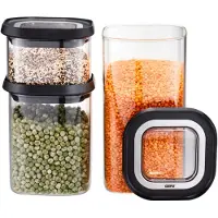 GEFU 12807, Ställ, Rektangulär, 1,4 l, Svart, Transparent, Glas, Plast, Silikon, Rostfritt stål, 115 mm