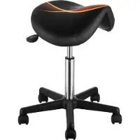 Vevor Sadelpall med hjul, 181,4 kg viktkapacitet Ergonomisk rullande sadelpall, höjdjusterbar förtjockad PU-läder snurrbar sadelpallstol för salong, spa, tatuering, klinik, svart