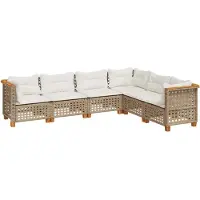 vidaXL Soffgrupp för trädgården med dynor 6 delar beige konstrotting