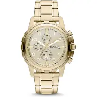Fossil Dean Kronograf Rostfritt Stål Herrkvartsklocka, Klassisk Färgsättning, Guld, Tre Små Visare, Diskret Textur, Som Gåva.FS4867 gyllene