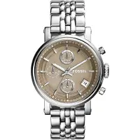 Fossil Damklocka med kvartsverk, rostfritt stål, tre visare, Boyfriend-serie, boett i rostfritt stål/glasklocka ES3747