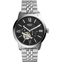 Fossil Herrklocka i Lyxutförande för Stadsbor - Automatiskt Mekaniskt Urverk, Svart Urtavla 44mm, Armband i Rostfritt Stål, Modell ME3107 svart