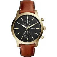 Fossil Herr Quartz Läder Trevisare Klocka Rostfritt Stålboett/Repbeständigt Glas FS5338