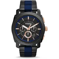Fossil Maskin Chronograph Svart urtavla Tvåfärgat Stålarmband Klocka för Herrar - FS5164