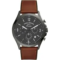 Fossil Herrkvartsur med 3 delurtavlor och datumvisning, Vit/Grå urtavla, Brun rem, Business Casual-stil FS5815 grå färg