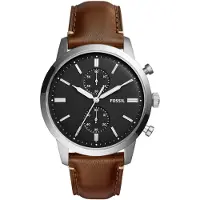 Fossil Townsman mekanisk gräddfärgad urtavla brun läder herrklocka ME3064 brun
