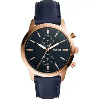Fossil Herrklocka med kvartsverk, tre visare - Läderarmband, Rostfritt stålhölje, Reptåligt glas, För dagligt bruk, Casual och Business. FS5436 svart