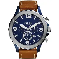 Fossil Herrklocka med kvartsurverk, armband i rostfritt stål och blå urtavla - Vattentålig till 50M (JR1504) blå