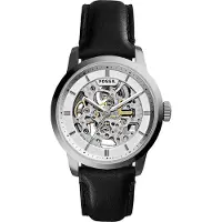 Fossil Herrklocka Kvarts Läder Trevisare Rostfritt Stålboett/Repbeständigt Glas ME3085 silver