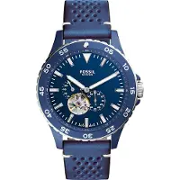 Fossil Crewmaster Sports Automatisk Blå Urtavla Blått Läderarmband Klocka för Män - ME3149