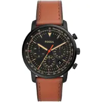 Fossil Herrklocka i kvarts, vintage-stil - Brun läderrem med svart boett, Perfekt för dagligt bruk och helgutflykter, Modell FS5501 brun