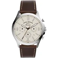 Fossil Herrkvartsur, Tre undertavlor & Datumvisning, Vit/Grå urtavla, Brun rem, Business Casual-stil FS5696