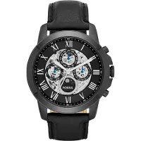 Fossil Grant Herrur med Automatiskt Urverk, Äkta Läderarmband och Mekaniskt Urverk, Modeller ME3028, ME3029 svart