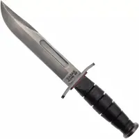 Ka-Bar State &amp; Union USMC Red Spacer SU6417, Gun Blued 1095CV, Stacked Leather, fixed knife