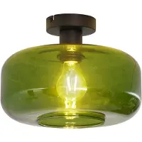 QAZQA Retro taklampa svart med grönt glas - Bizle