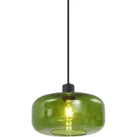 QAZQA Retro-taklampa svart med grönt glas - Bizle