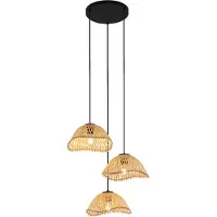 QAZQA Bohemisk pendellampa svart med bambu 3-ljus - Lily