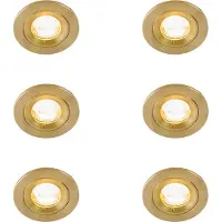 QAZQA Set med 6 moderna infällda spotlights guld runda IP44 - Xena