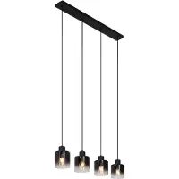 QAZQA Modern pendellampa svart med rökglas 4-ljus - Dame