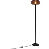QAZQA Retro golvlampa svart med bronsglas - Bizle
