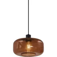 QAZQA Retro-pendellampa svart med bronsglas - Bizle