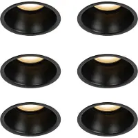 QAZQA Set om 6 infällda spotlights svarta GU10 50mm IP44 - Dept