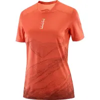 Salomon - Trail running-kläder dam - S/Lab Ultra Tee Aop W Burnt Sienna/Decadent Chocolate för Unisex - Storlek S - Orange