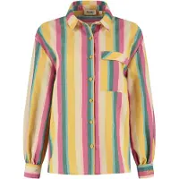 Shiwi Blus 'Esmee' curry / pastellgul / smaragd / rosa