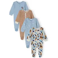 MINOTI Pyjamas ljusblå / brun / off-white