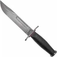 Ka-Bar State &amp; Union USN Red Spacer SU6425, Gun Blued 1095CV, Stacked Leather, fixed knife