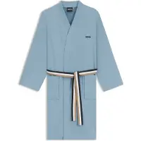BOSS Cotton dressing gown with signature-stripe belt