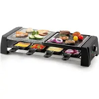 Domo DO9190G Grill Non-stick-beläggning, Kontrolljus, 8 pannor, Grillfunktion, med grillsten, med manuell temperaturinställning Svart, Grå