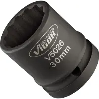 Vigor V5026 V5026 Yttre dubbel sexkantprofil Mutterdragare-hylsnyckelinsats 30 mm 30 mm 3/4