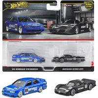 Hot Wheels Premium 2-pack Nissan R390 Nissan Primera Vehicle Toy Mini Car Ages 3 och uppåt HRR74 GT1/'94 Blå/Svart