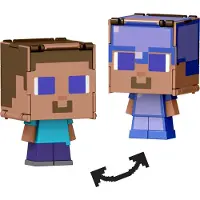 Mattel Minecraft Flippin Figs Figurer med 2-i-1 Fidget Lek, 3,75-tums Skala med Stort Huvud & Pixel Design (Karaktärer Kan Variera)